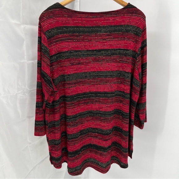 Cocomo Womens Striped Tunic Top Size 3X Metallic Gold Stripes Round Neck - Picture 6 of 10